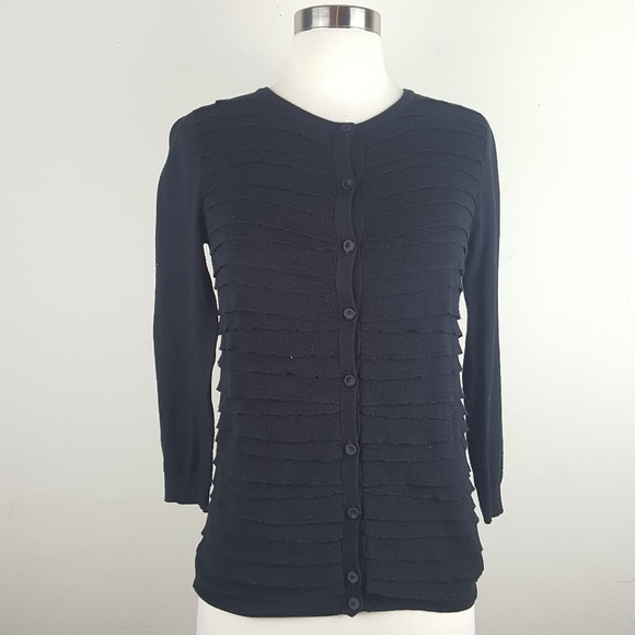 J.crew Black Cotton/wool Ruffled San Remo sz XS